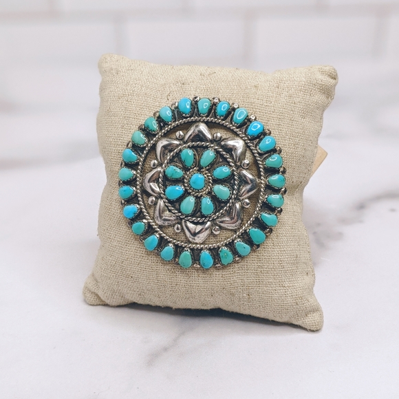 Vintage Native American silver & turquoise brooch